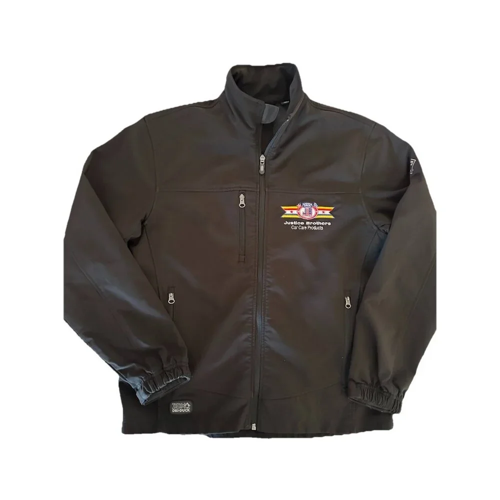 Dri Duck Men's Size Medium Lined Jacket Justice Brothers Car Care Black Collared